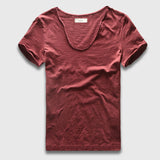 Men Basic T-Shirt Solid Cotton V Neck Slim Fit Male Fashion T Shirts Short Sleeve Top Tees 2017 Brand