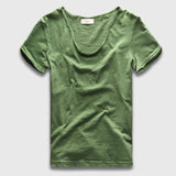Men Basic T-Shirt Solid Cotton V Neck Slim Fit Male Fashion T Shirts Short Sleeve Top Tees 2017 Brand