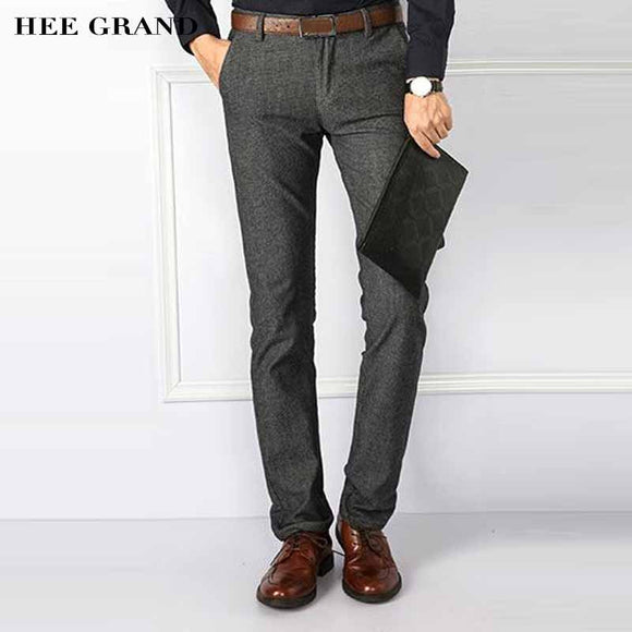 HEE GRAND Men Casual Style Pants Mid-waist Cotton High Quality 2017 New Arrival Slim Fitted Autumn Trousers Size 28-40 MKX1080