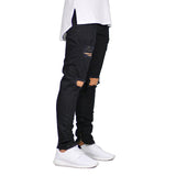 Men Jeans Stretch Destroyed Ripped Design Fashion Ankle Zipper Skinny Jeans For Men E5020