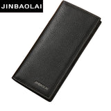 JINBAOLAI Brand Men Wallet Genuine Leather Long clutch wallets for men Cowhide Bifold Purse Slim Fashion Male Wallets Carteira