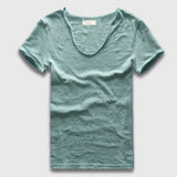 Men Basic T-Shirt Solid Cotton V Neck Slim Fit Male Fashion T Shirts Short Sleeve Top Tees 2017 Brand