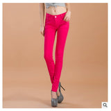 2017 new fashion female slim show thin candycolor pencil denim pants / women's solid color casual carry buttock jeans
