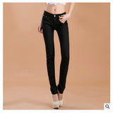 2017 new fashion female slim show thin candycolor pencil denim pants / women's solid color casual carry buttock jeans