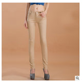 2017 new fashion female slim show thin candycolor pencil denim pants / women's solid color casual carry buttock jeans