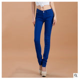 2017 new fashion female slim show thin candycolor pencil denim pants / women's solid color casual carry buttock jeans