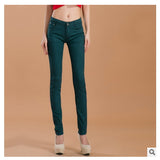 2017 new fashion female slim show thin candycolor pencil denim pants / women's solid color casual carry buttock jeans