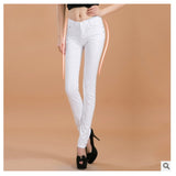 2017 new fashion female slim show thin candycolor pencil denim pants / women's solid color casual carry buttock jeans