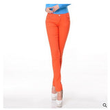 2017 new fashion female slim show thin candycolor pencil denim pants / women's solid color casual carry buttock jeans