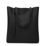 Ankareeda Women's Soft Leather Handbag High Quality Women Shoulder Bag Luxury Brand Tassel Bucket Bag Fashion Women's Handbags