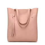 Ankareeda Women's Soft Leather Handbag High Quality Women Shoulder Bag Luxury Brand Tassel Bucket Bag Fashion Women's Handbags
