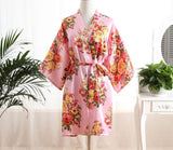 New Blue Women's Kimono Bath Gown Hot Sale Flower Brides Robe Dress Nightgown Casual Short Sleepwear