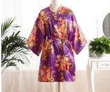 New Blue Women's Kimono Bath Gown Hot Sale Flower Brides Robe Dress Nightgown Casual Short Sleepwear