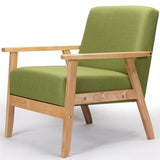 Wooden Low-Seat Armchairs Two Seater Sofa Fabric Upholstery Seat&Back Living Room Furniture Sofa Leisure Double Couch Wood Legs