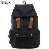 Fashion Vintage Leather military Canvas backpack Men's backpack school bag drawstring backpack women 2017 bagpack male rucksack
