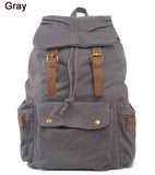 Fashion Vintage Leather military Canvas backpack Men's backpack school bag drawstring backpack women 2017 bagpack male rucksack