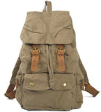 Fashion Vintage Leather military Canvas backpack Men's backpack school bag drawstring backpack women 2017 bagpack male rucksack