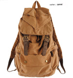 Fashion Vintage Leather military Canvas backpack Men's backpack school bag drawstring backpack women 2017 bagpack male rucksack