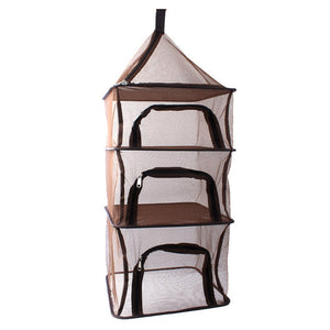 Camping Dry Net Portable Folding 4 Layer Hanging Mesh Foods Dish Outdoor BBQ Picnic Bag Rack Shelf Storage Basket Tableware