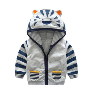 2017 Spring Autumn Baby Boys Girl Clothes Cartoon Animal Pattern Zipper Hooded Jacket Outwear Boy Girl Coat Kids Clothes