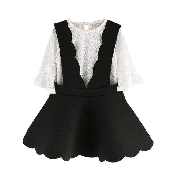 Kids Clothes 2017 Fashion Children Clothing Toddler Kids Baby Girls Girl Outfits Lace Tulle T-shirt Tops+Braces Skirt Set