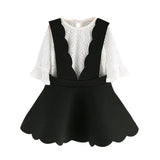 Kids Clothes 2017 Fashion Children Clothing Toddler Kids Baby Girls Girl Outfits Lace Tulle T-shirt Tops+Braces Skirt Set