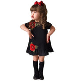 Baby Girls clothing Kids Princess Dresses Floral Rose Party Dress Children Clothing Summer Black Dress Toddler bebe clothes 1-5y