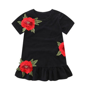 Baby Girls clothing Kids Princess Dresses Floral Rose Party Dress Children Clothing Summer Black Dress Toddler bebe clothes 1-5y