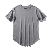 Man Si Tun Solid Color Curve Hem Casual Mens T-shirt Longline 2017 Summer Hip Hop T shirt Extended Street Tee Shirts for Men