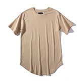 Man Si Tun Solid Color Curve Hem Casual Mens T-shirt Longline 2017 Summer Hip Hop T shirt Extended Street Tee Shirts for Men
