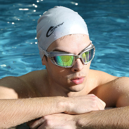 New professional Large Frame Plating Anti-fog Swim Goggles Anti-UV Glass Men's Women's  Lens Adjustable eyewear swimming glasses