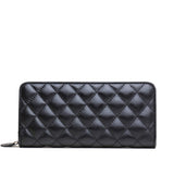 ZENTEII Women Genuine Leather Quilted Pattern Long Wallet