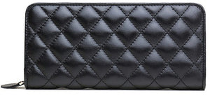 ZENTEII Women Genuine Leather Quilted Pattern Long Wallet