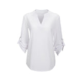 2017 Big Yard Tops Women V-neck Chiffon Blouses 3/4 Sleeve Female Shirt Fashion Large Size Plus Size Feminina Camisas  Blusas