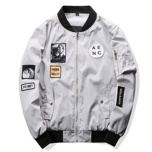 Grandwish Fashion Men Bomber Jacket Hip Hop Patch Designs Slim Fit Pilot Bomber Jacket Coat Men Jackets Plus Size 4XL,PA573