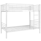 Giantex Metal Twin Over Twin Bunk Bed with Ladder Kids Teens Dorm Bedroom Furniture White Black Steel Bunk Bed Frame HW56238+