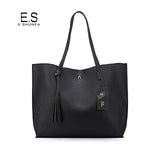 Fashion Casual Shoulder Bags For Women 2018 PU Leather Tote Bag With Tassel Large Capacity Soft Hasp Single Shoulder Woman Bag