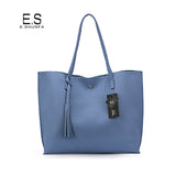 Fashion Casual Shoulder Bags For Women 2018 PU Leather Tote Bag With Tassel Large Capacity Soft Hasp Single Shoulder Woman Bag