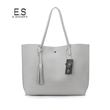 Fashion Casual Shoulder Bags For Women 2018 PU Leather Tote Bag With Tassel Large Capacity Soft Hasp Single Shoulder Woman Bag