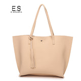 Fashion Casual Shoulder Bags For Women 2018 PU Leather Tote Bag With Tassel Large Capacity Soft Hasp Single Shoulder Woman Bag