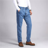 TIGER CASTLE Mens 100% Cotton Thick Jeans Denim Pants Fashion Blue Baggy Male Overalls Classic Long Quality Spring Autumn Jeans