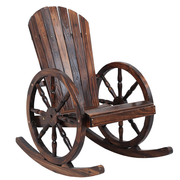 Wagon Wheel Wood Adirondack-Style Garden Chair Garden Furniture Rocking Chair Rocker Patio Garden Wooden Bench Outdoor Furniture