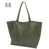Fashion Casual Shoulder Bags For Women 2018 PU Leather Tote Bag With Tassel Large Capacity Soft Hasp Single Shoulder Woman Bag