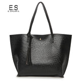 Fashion Casual Shoulder Bags For Women 2018 PU Leather Tote Bag With Tassel Large Capacity Soft Hasp Single Shoulder Woman Bag