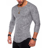 6 Colors 2018 Spring Men Long Sleeve T Shirt Casual Round Neck Striped Elastic Fit Funny Streetwear Solid Tshirt Hip Hop Tops