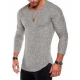 6 Colors 2018 Spring Men Long Sleeve T Shirt Casual Round Neck Striped Elastic Fit Funny Streetwear Solid Tshirt Hip Hop Tops
