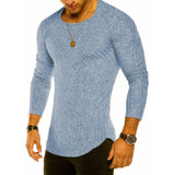 6 Colors 2018 Spring Men Long Sleeve T Shirt Casual Round Neck Striped Elastic Fit Funny Streetwear Solid Tshirt Hip Hop Tops