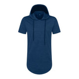 New Arrived Men's Hipster Hip Hop Short Sleeve Hoodie Side Zipper T shirt Men short sleeve Hoodies Hooded design long hoodies
