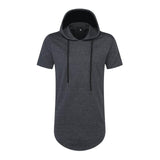 New Arrived Men's Hipster Hip Hop Short Sleeve Hoodie Side Zipper T shirt Men short sleeve Hoodies Hooded design long hoodies