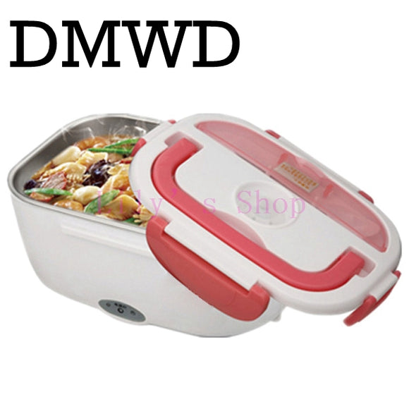 DMWD Mini Lunch box stainless steel liner electric heating insulation lunchboxes hot Food Warmer Container Meal Heater office EU